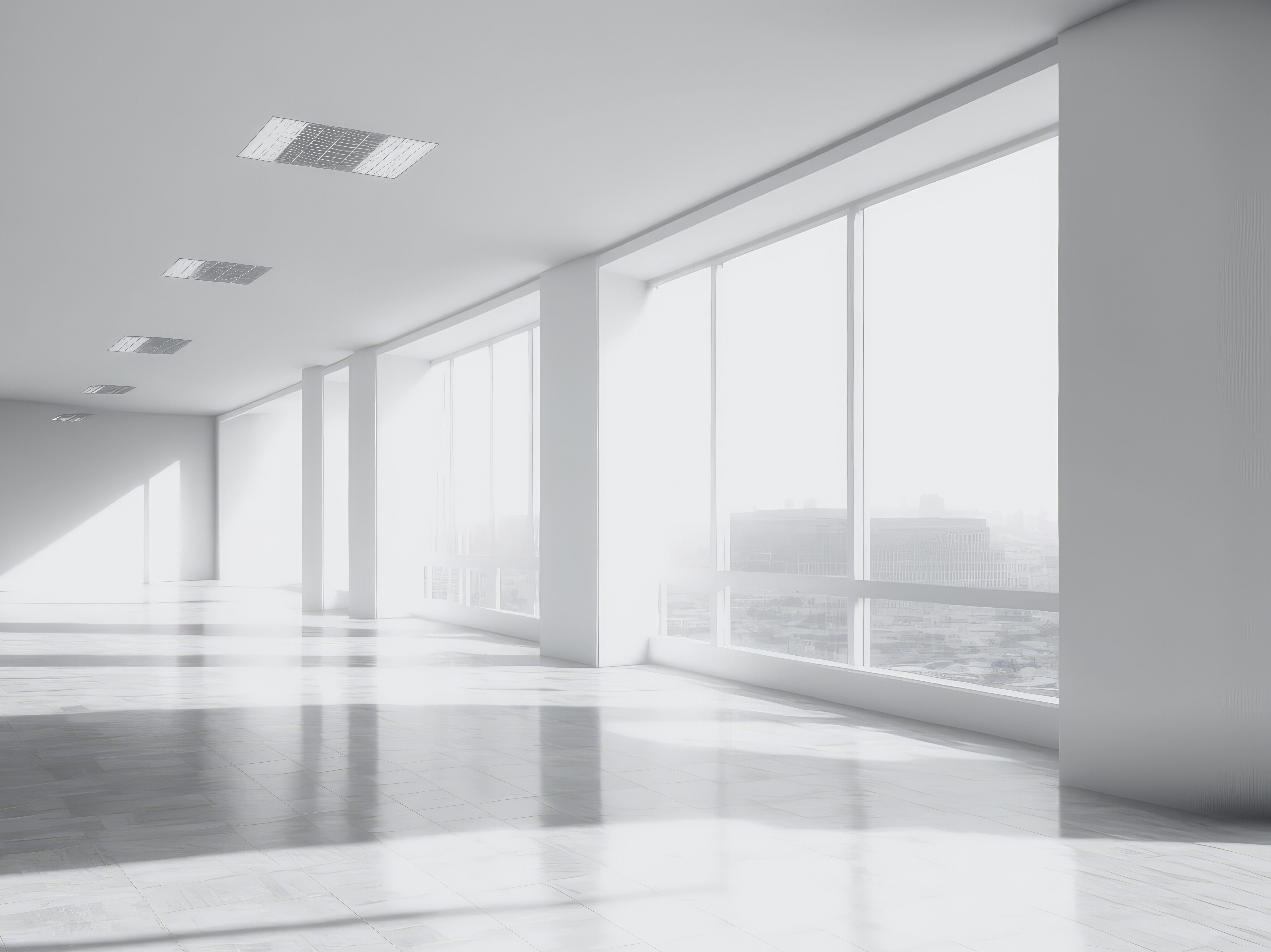 Empty modern office background . Workspace interior design white color .